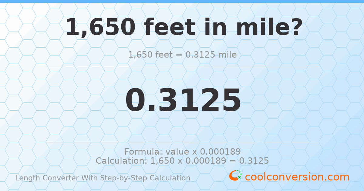 1650 feet = 0.3125 miles