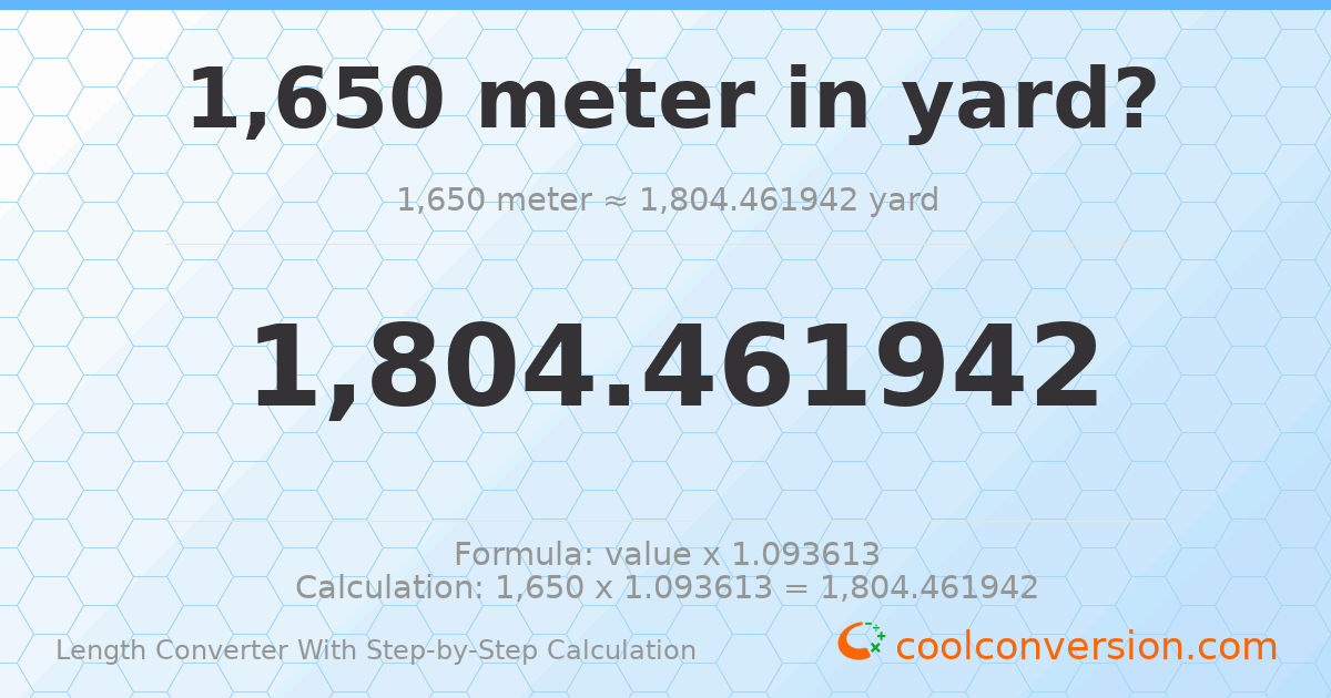 1650 meters = 1804.46 yards