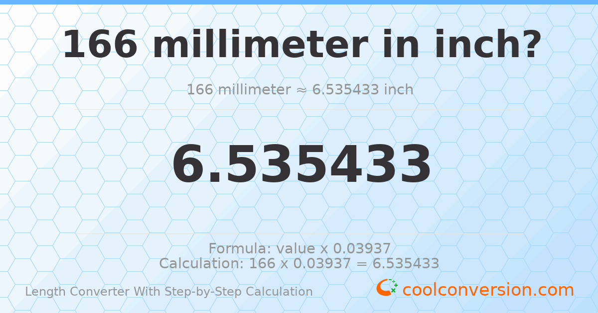 166 millimeters = 6.53543 inches