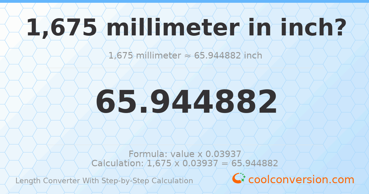 1675 millimeters = 65.9449 inches
