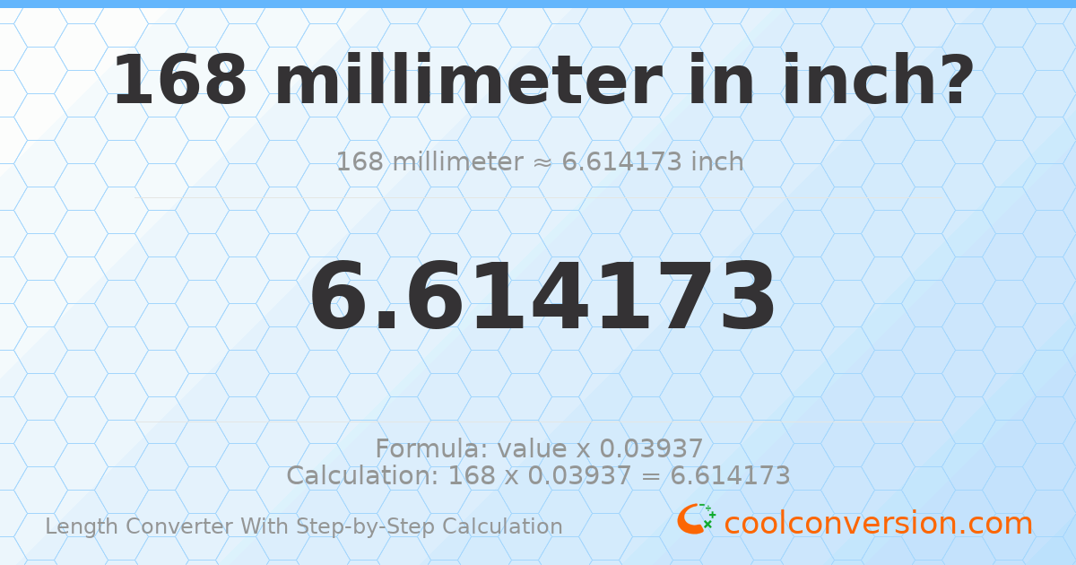 168 millimeters = 6.61417 inches