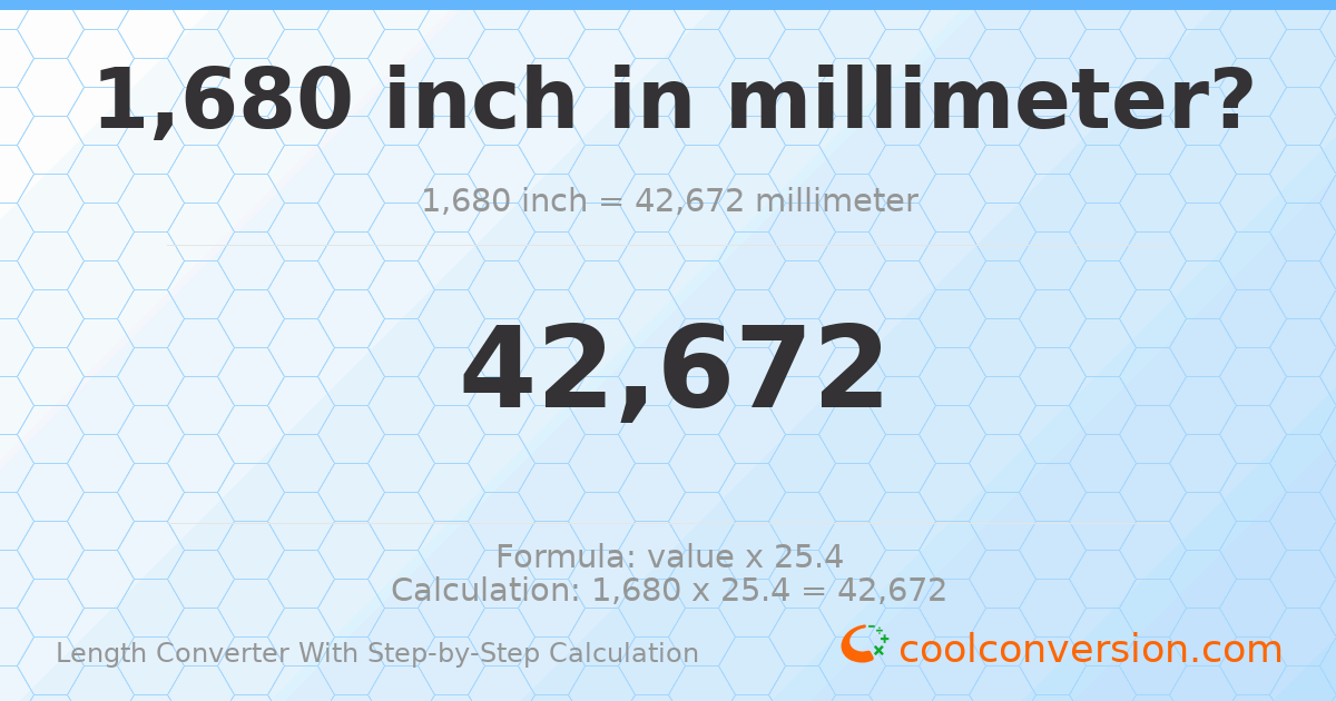 1680 inches = 42672 millimeters