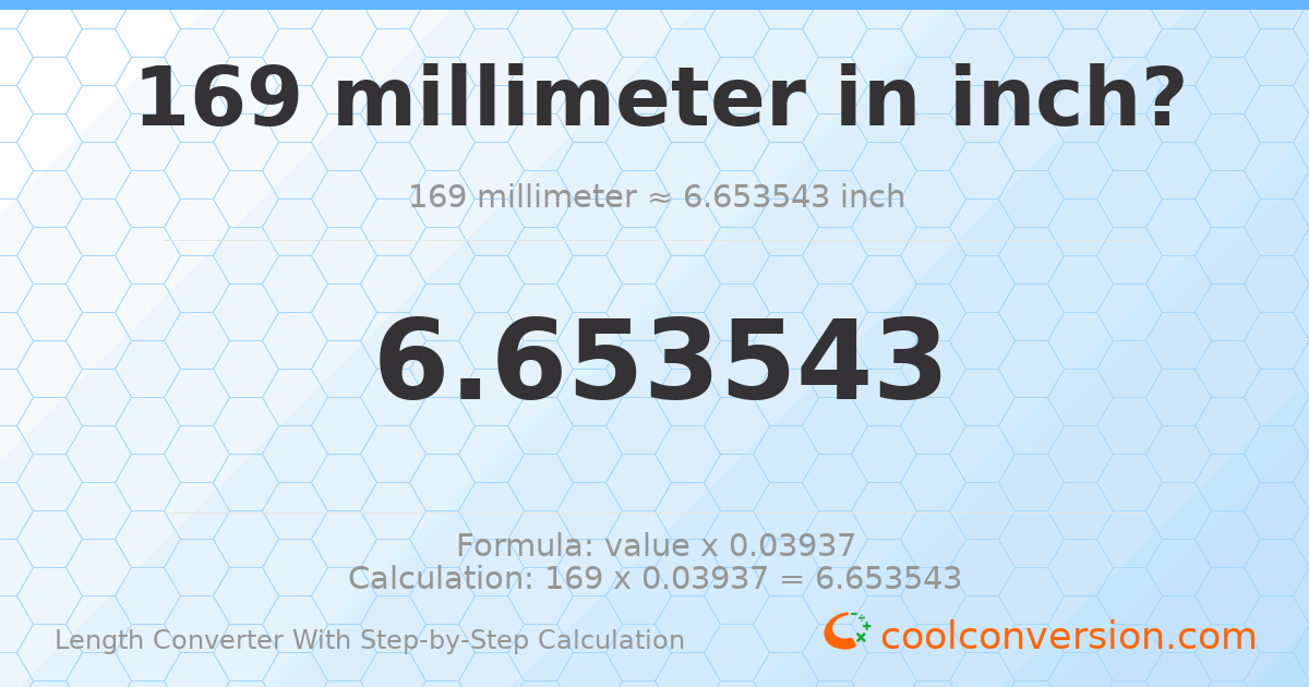 169 millimeters = 6.65354 inches