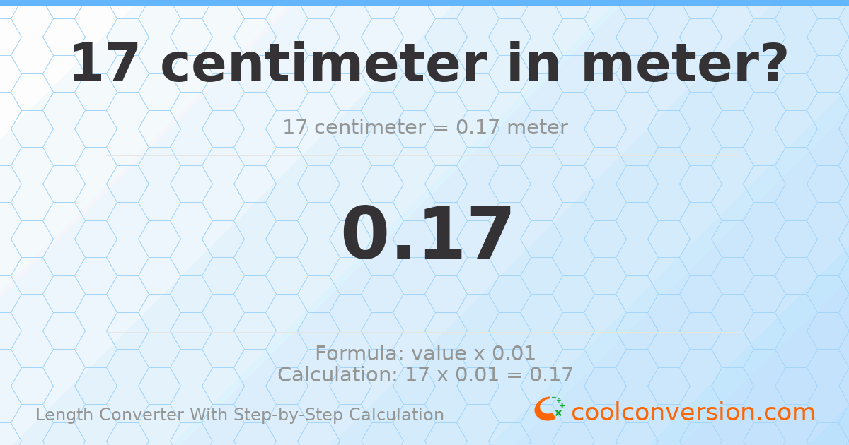 17 centimeters = 0.17 meters