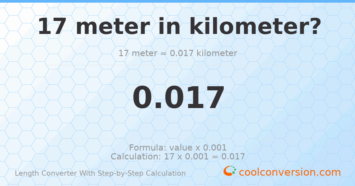 17 meters = 0.017 kilometers