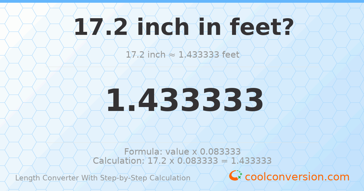 17.2 inches = 1.43333 feet