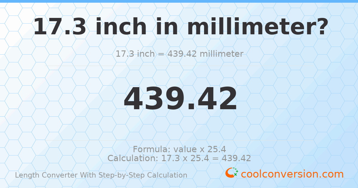 17.3 inches = 439.42 millimeters