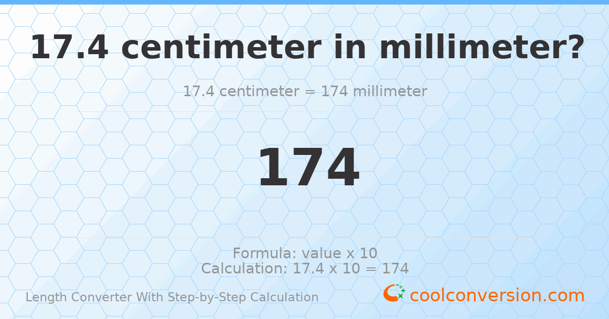 17.4 centimeters = 174 millimeters