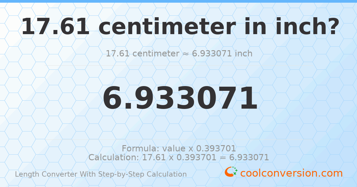 17.61 centimeters = 6.93307 inches