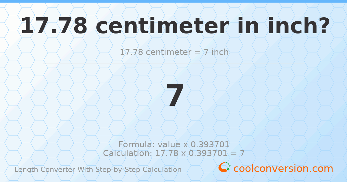 17.78 centimeters = 7 inches