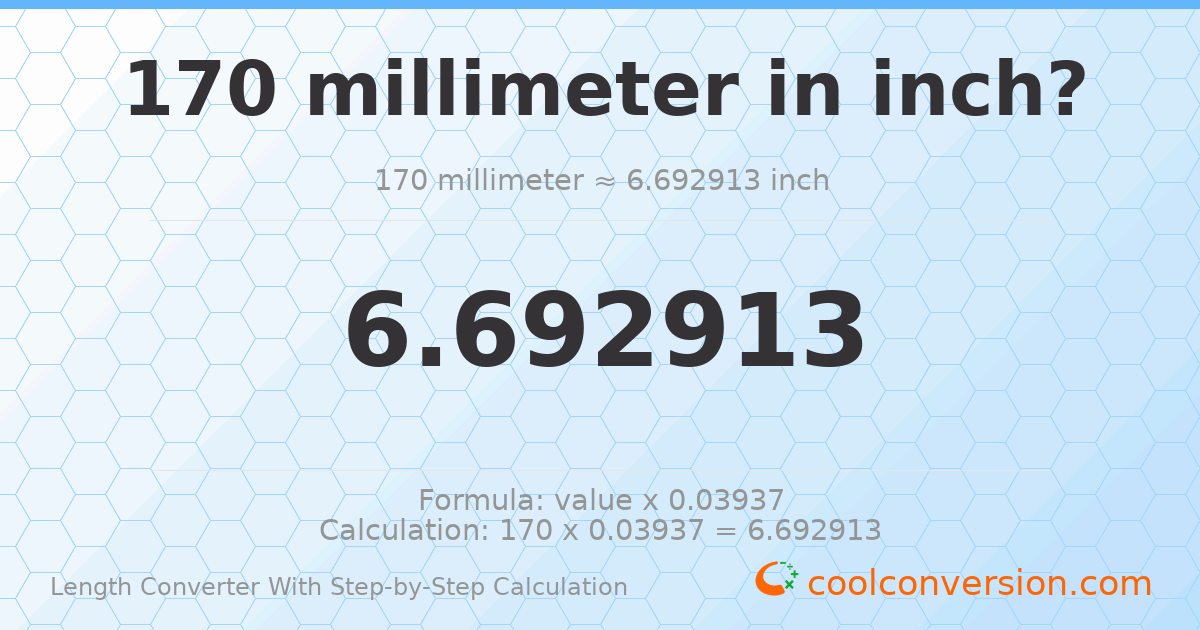 170 millimeters = 6.69291 inches