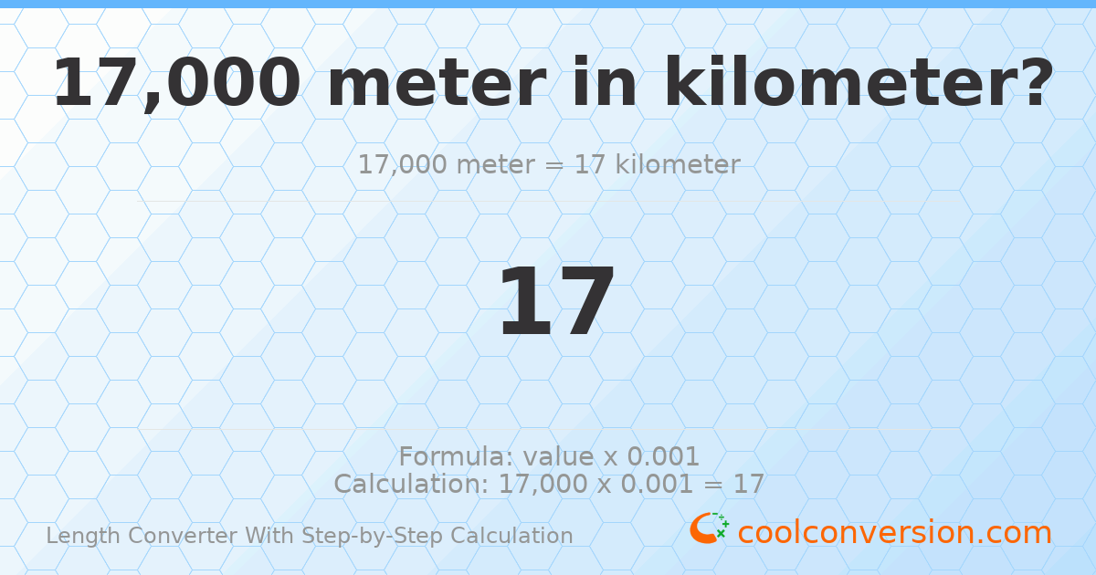 17000 meters = 17 kilometers
