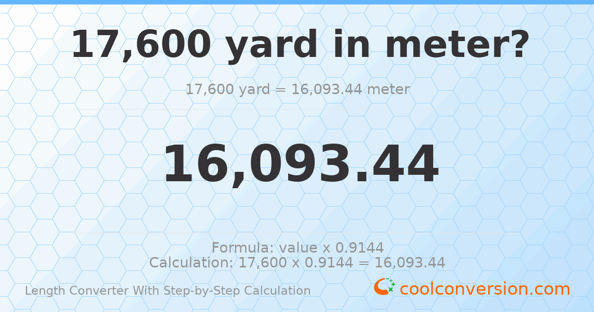 17600 yards = 16093.4 meters