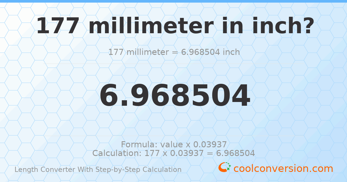 177 millimeters = 6.9685 inches
