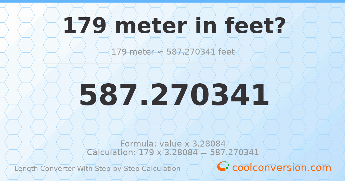 179 meters = 587.27 feet