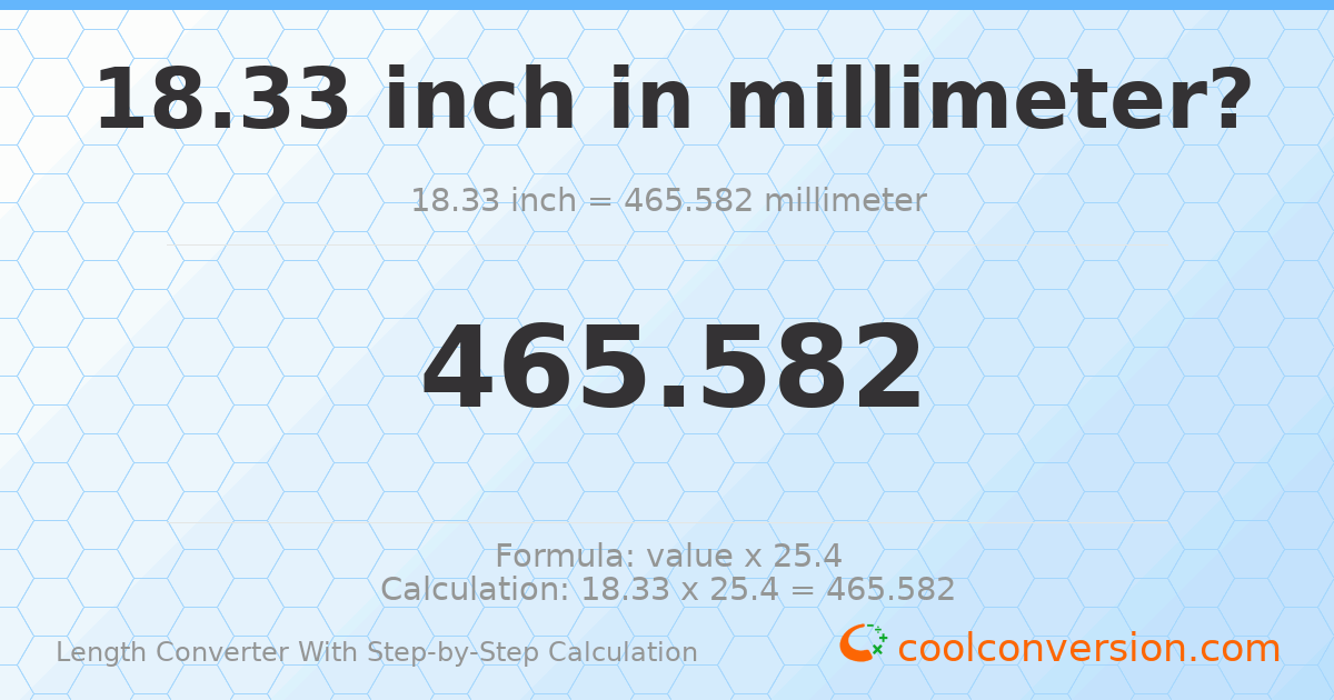 18.33 inches = 465.582 millimeters