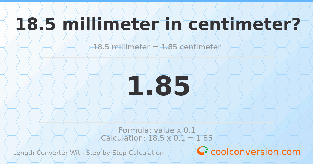 18.5 millimeters = 1.85 centimeters