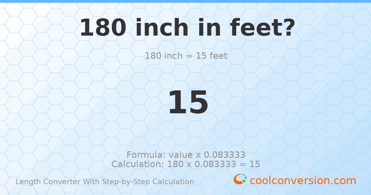 180 inches = 15 feet
