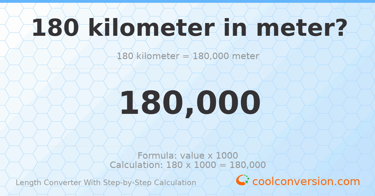 180 kilometers = 180000 meters
