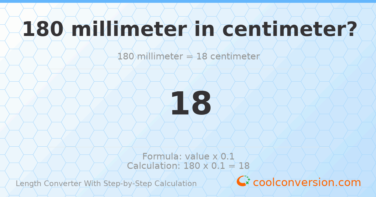180 millimeters = 18 centimeters