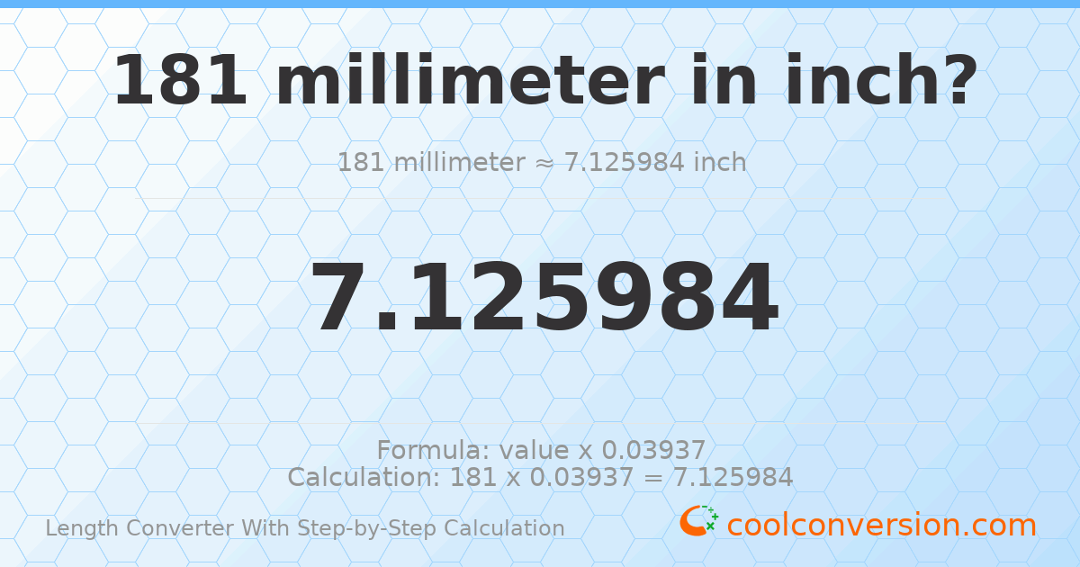 181 millimeters = 7.12598 inches