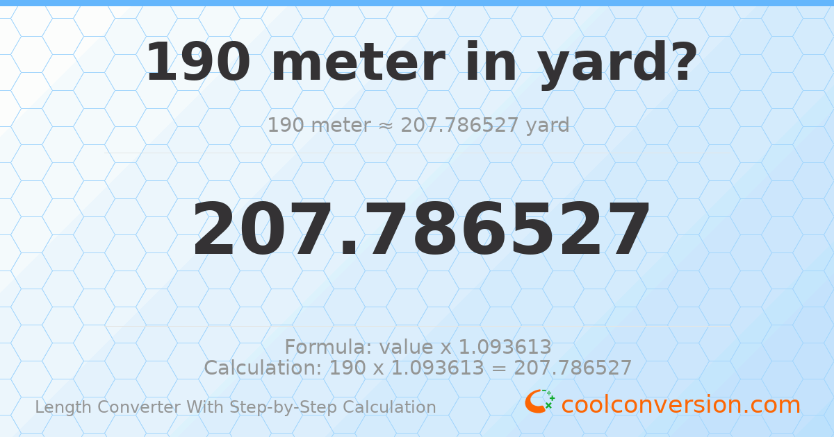 190 meters = 207.787 yards
