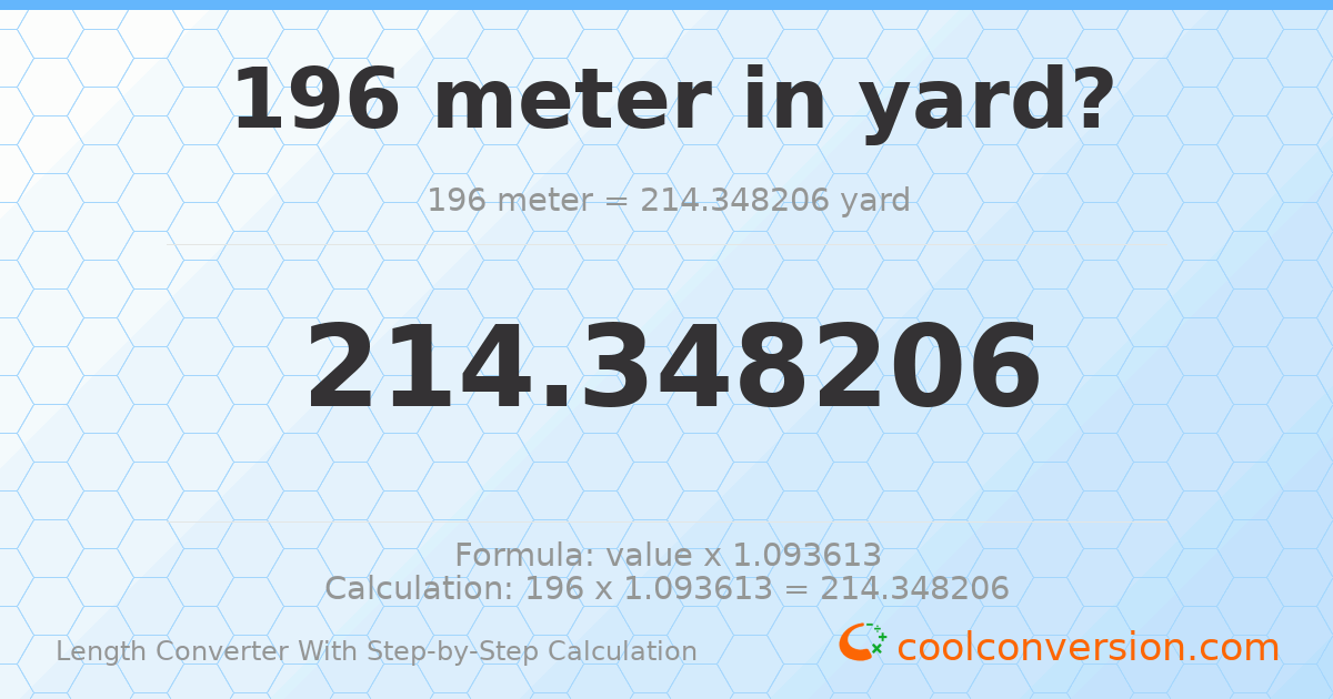 196 meters = 214.348 yards