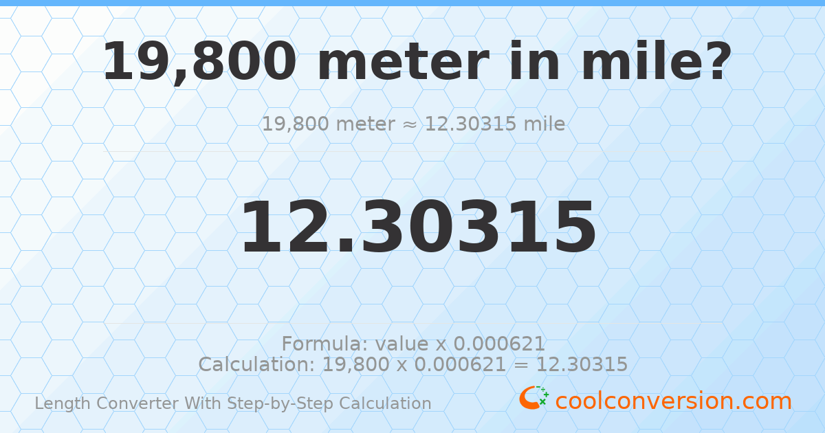 19800 meters = 12.3031 miles