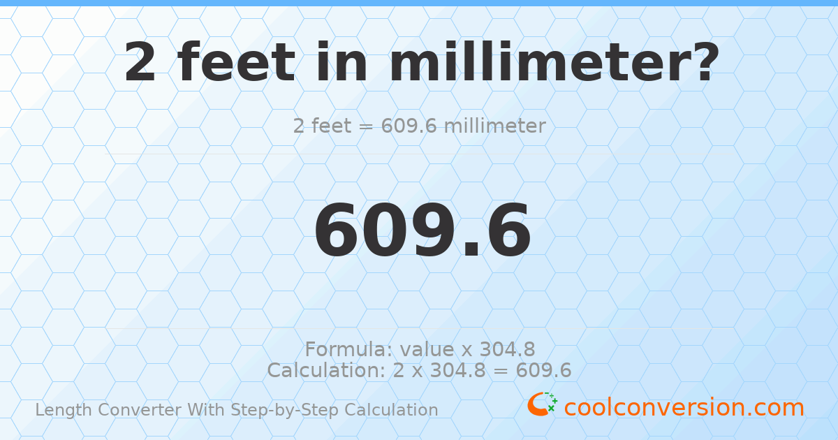 2 feet = 609.6 millimeters