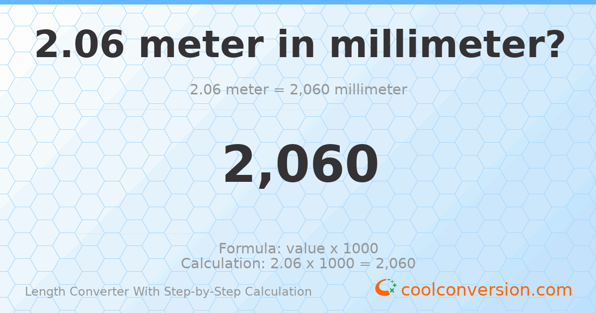 2.06 meters = 2060 millimeters