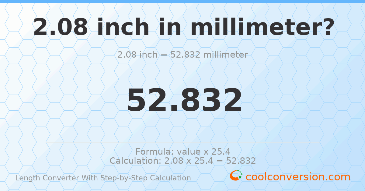 2.08 inches = 52.832 millimeters