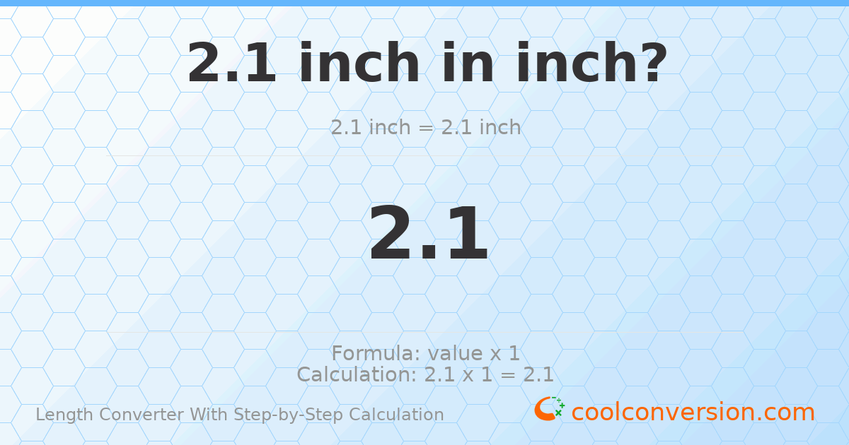 2.1 inches = 2.1 inches