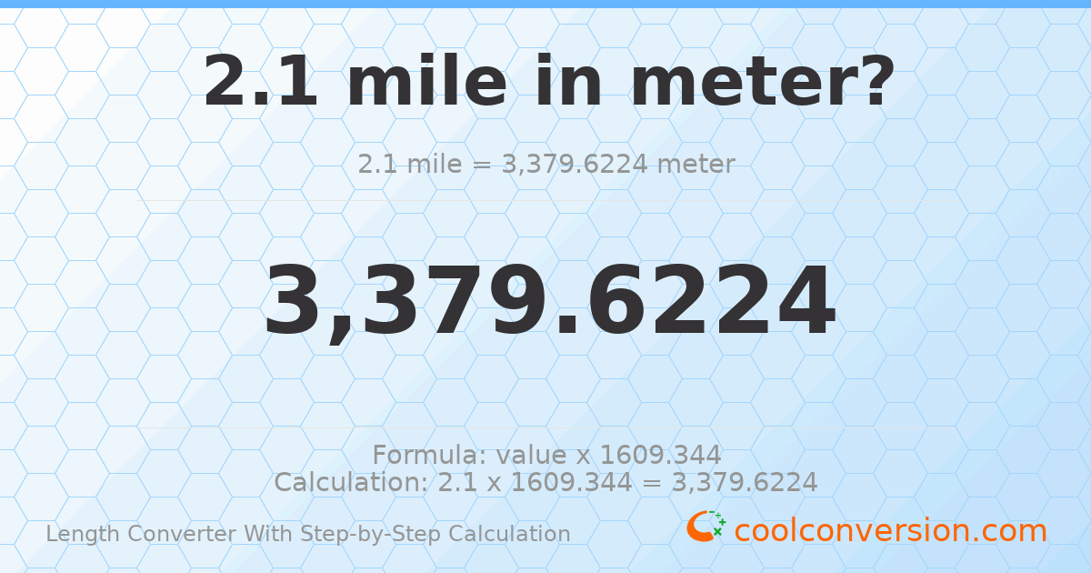 2.1 miles = 3379.62 meters