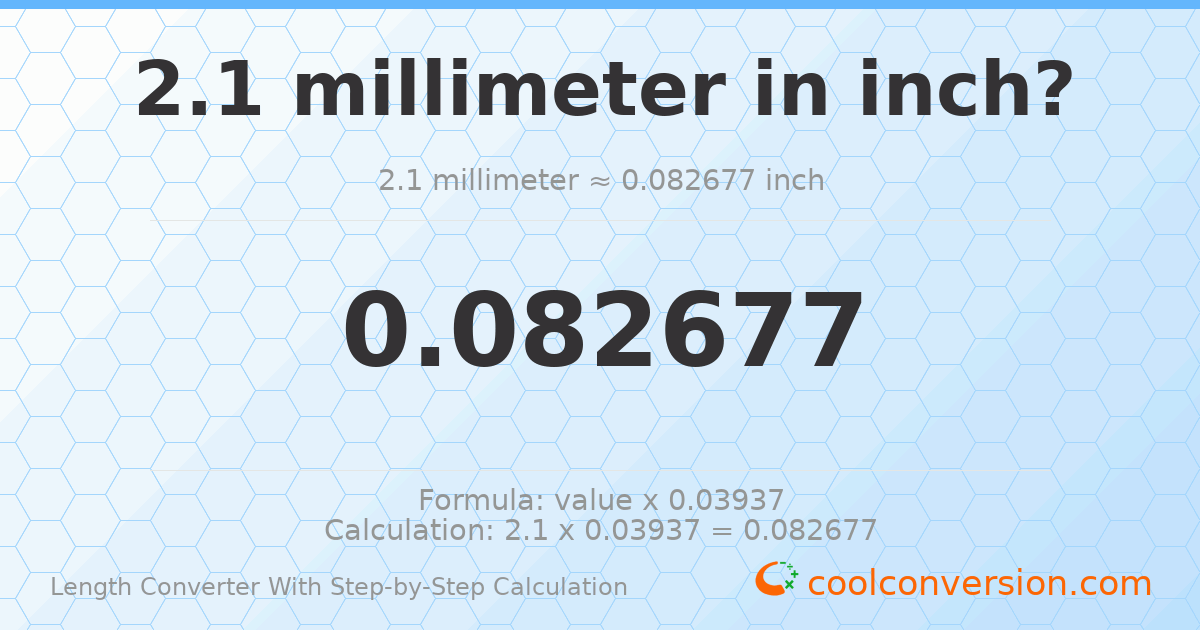 2.1 millimeters = 0.0826772 inches