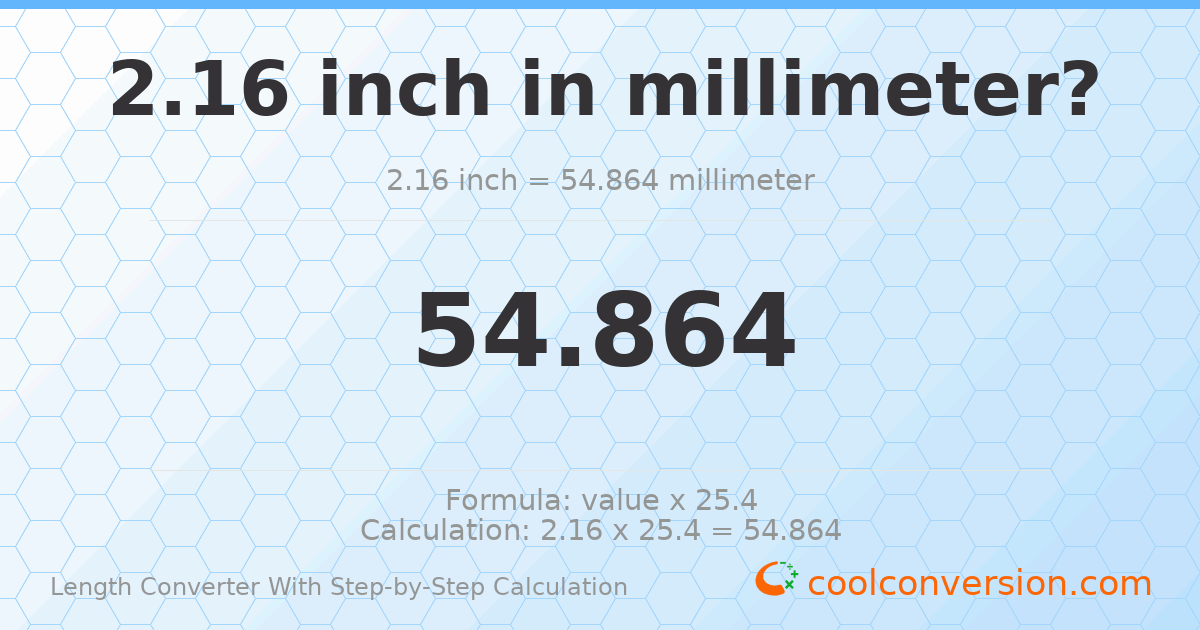 2.16 inches = 54.864 millimeters