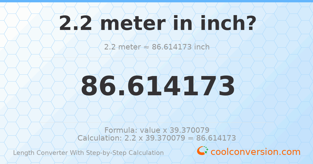 2.2 meters = 86.6142 inches
