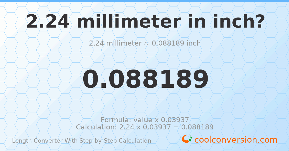 2.24 millimeters = 0.088189 inches