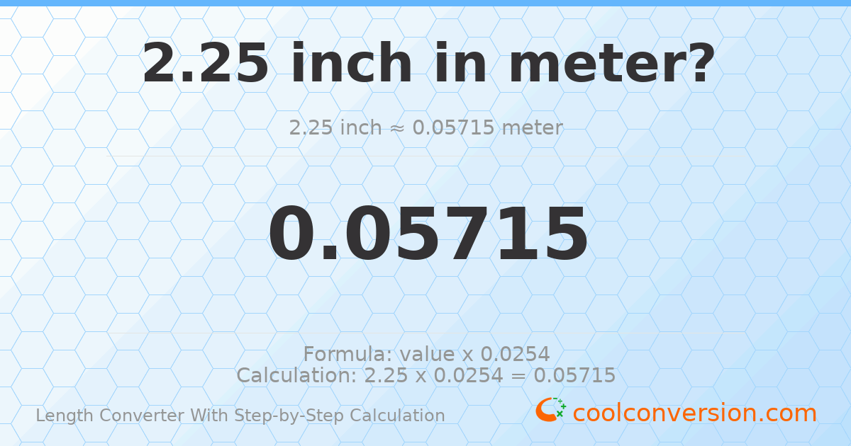 2.25 inches = 0.05715 meters