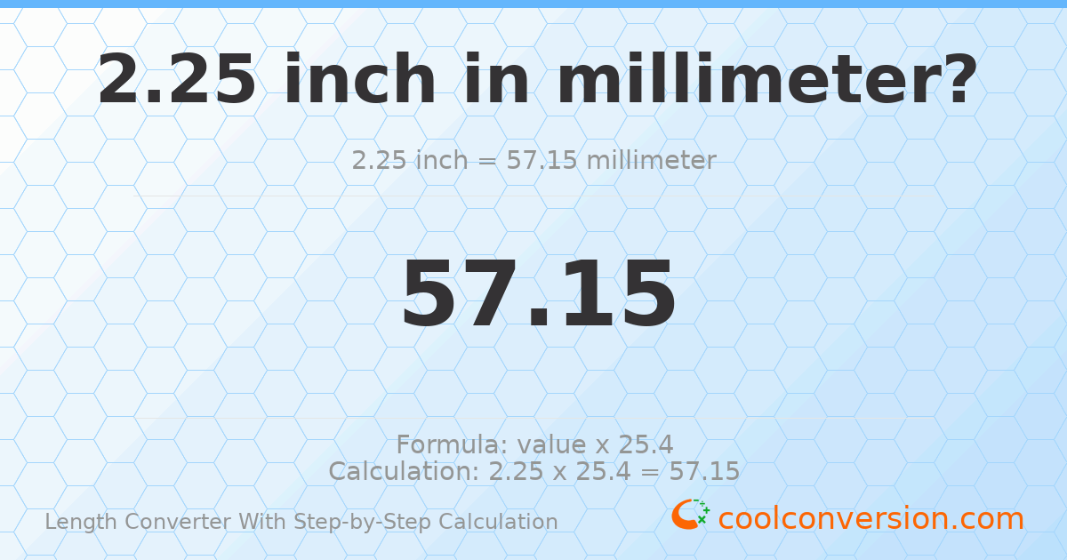 2.25 inches = 57.15 millimeters