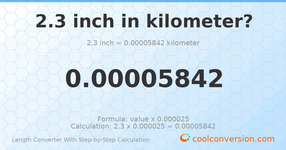 2.3 inches = 5.842 × 10⁻⁵ kilometers