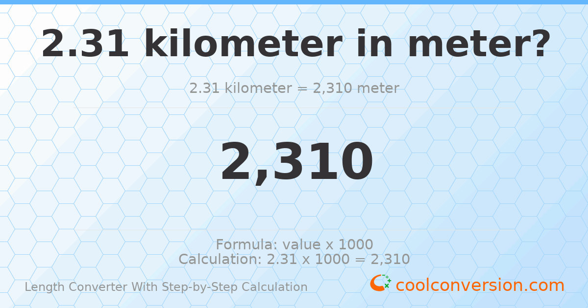 2.31 kilometers = 2310 meters