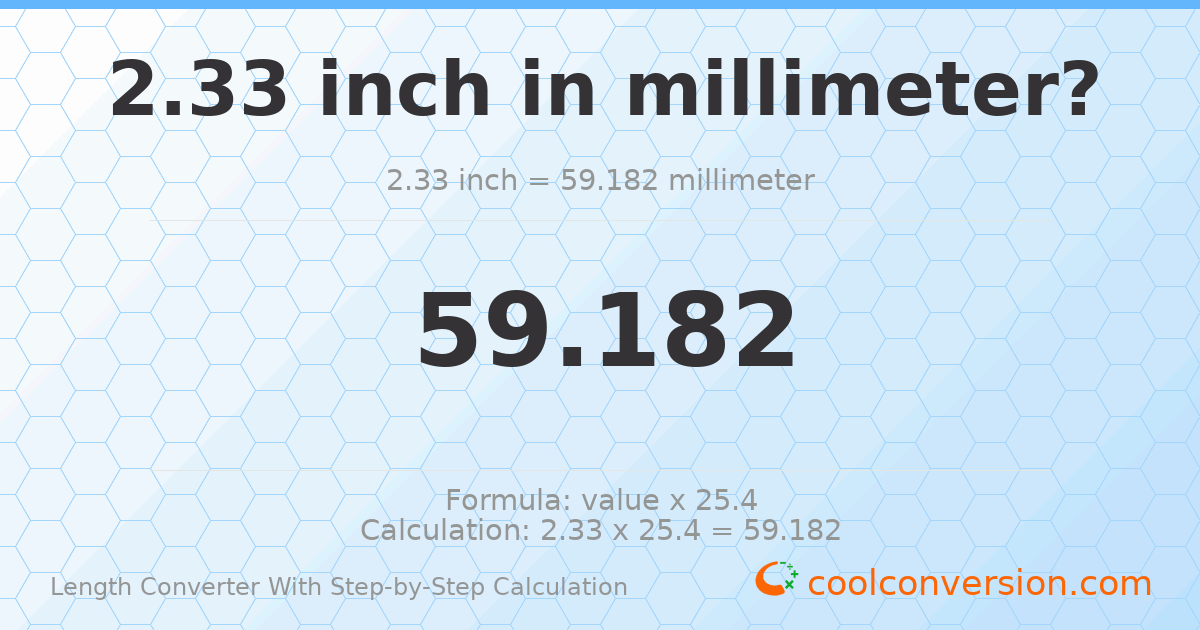 2.33 inches = 59.182 millimeters