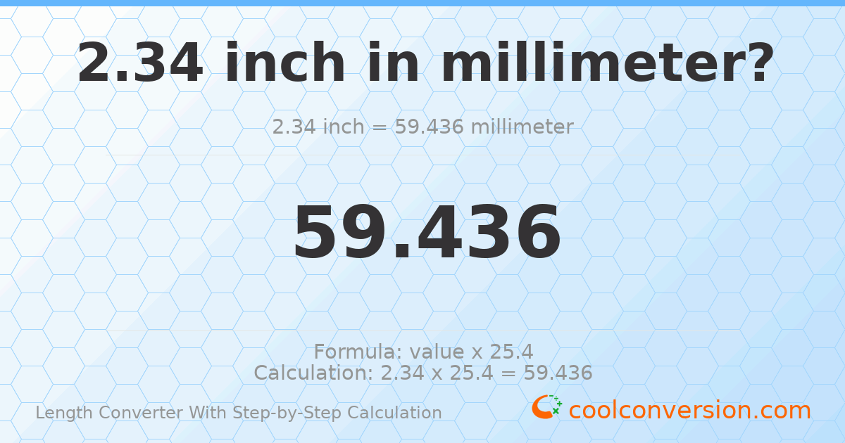 2.34 inches = 59.436 millimeters