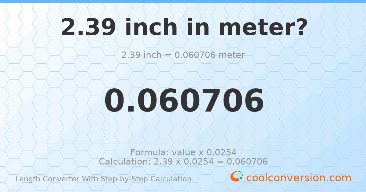 2.39 inches = 0.060706 meters