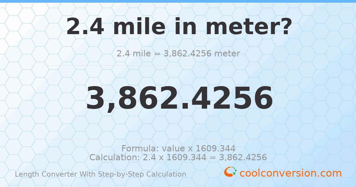 2.4 miles = 3862.43 meters