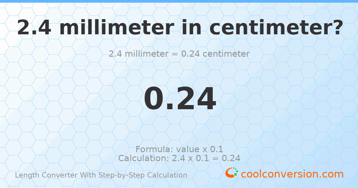 2.4 millimeters = 0.24 centimeters