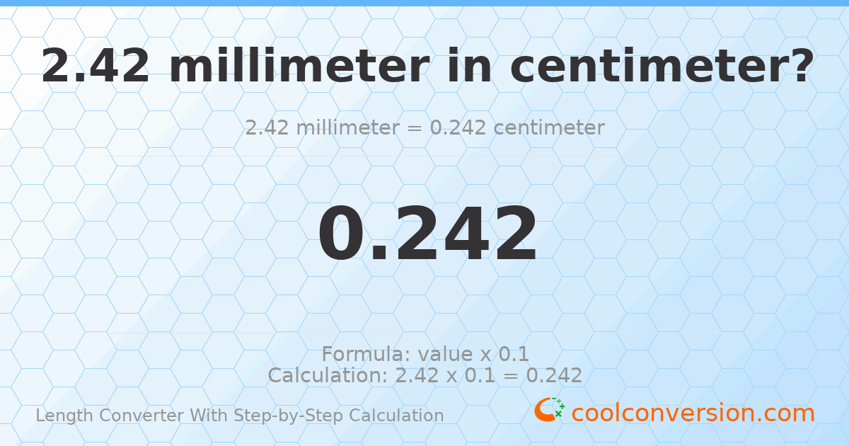2.42 millimeters = 0.242 centimeters