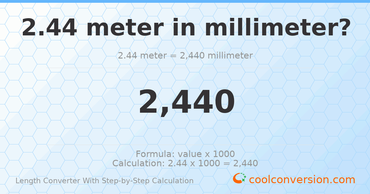 2.44 meters = 2440 millimeters