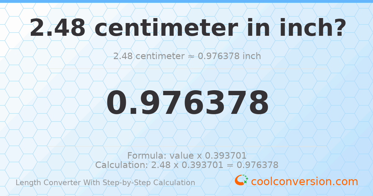 2.48 centimeters = 0.976378 inches
