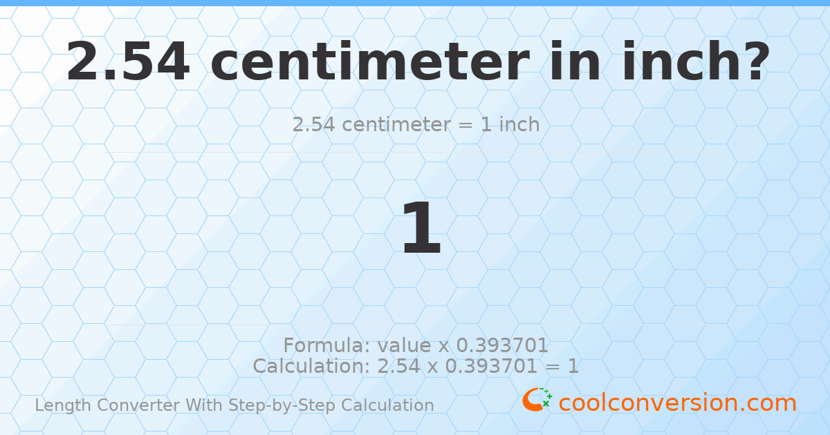 2.54 centimeters = 1 inch
